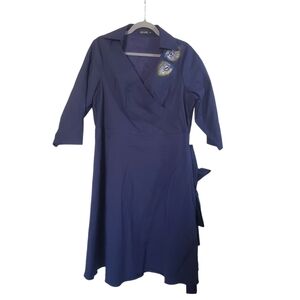 Modcloth Liza Luxe Navy Blue Masquerade Belted Shift Dress w/ Sequins, Size 1X